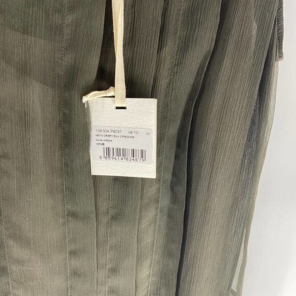 Alysi green cream bottom sleeveless pleat shift mini dress NWT Womens 4 - Picture 2 of 7